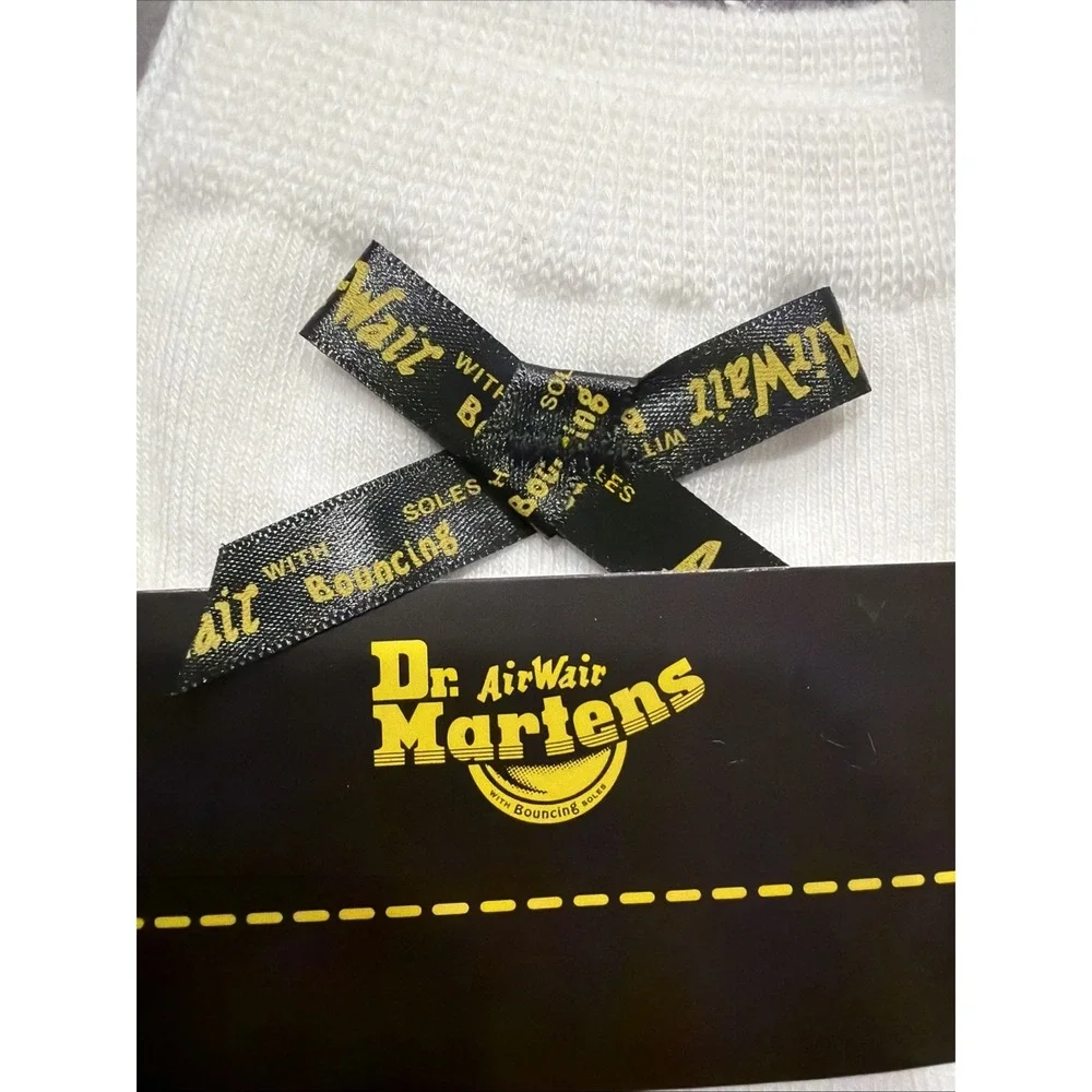 Dr Martens AD044100 White Bow Crew Socks Cotton Blend S/M NWT